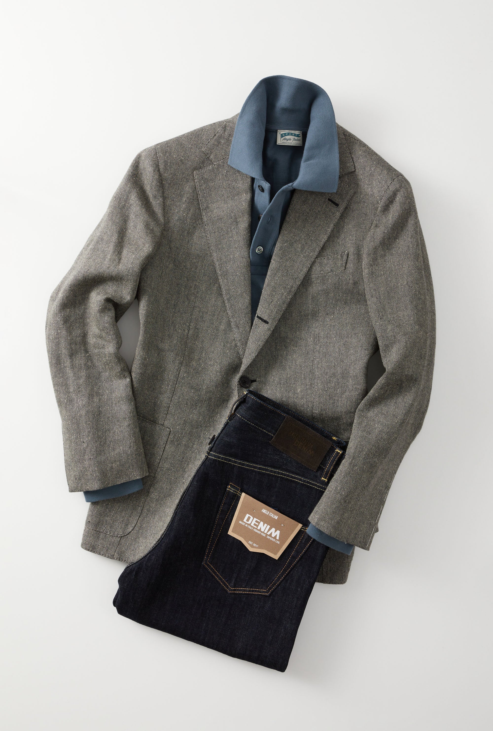 Sport Jacket Linen Cotton Silk Ecru Black Herringbone