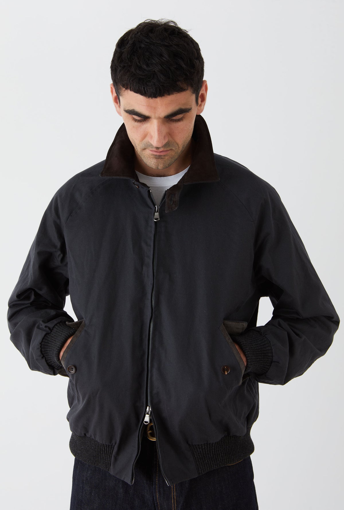 Bomber Jacket Waxed Cotton Charcoal