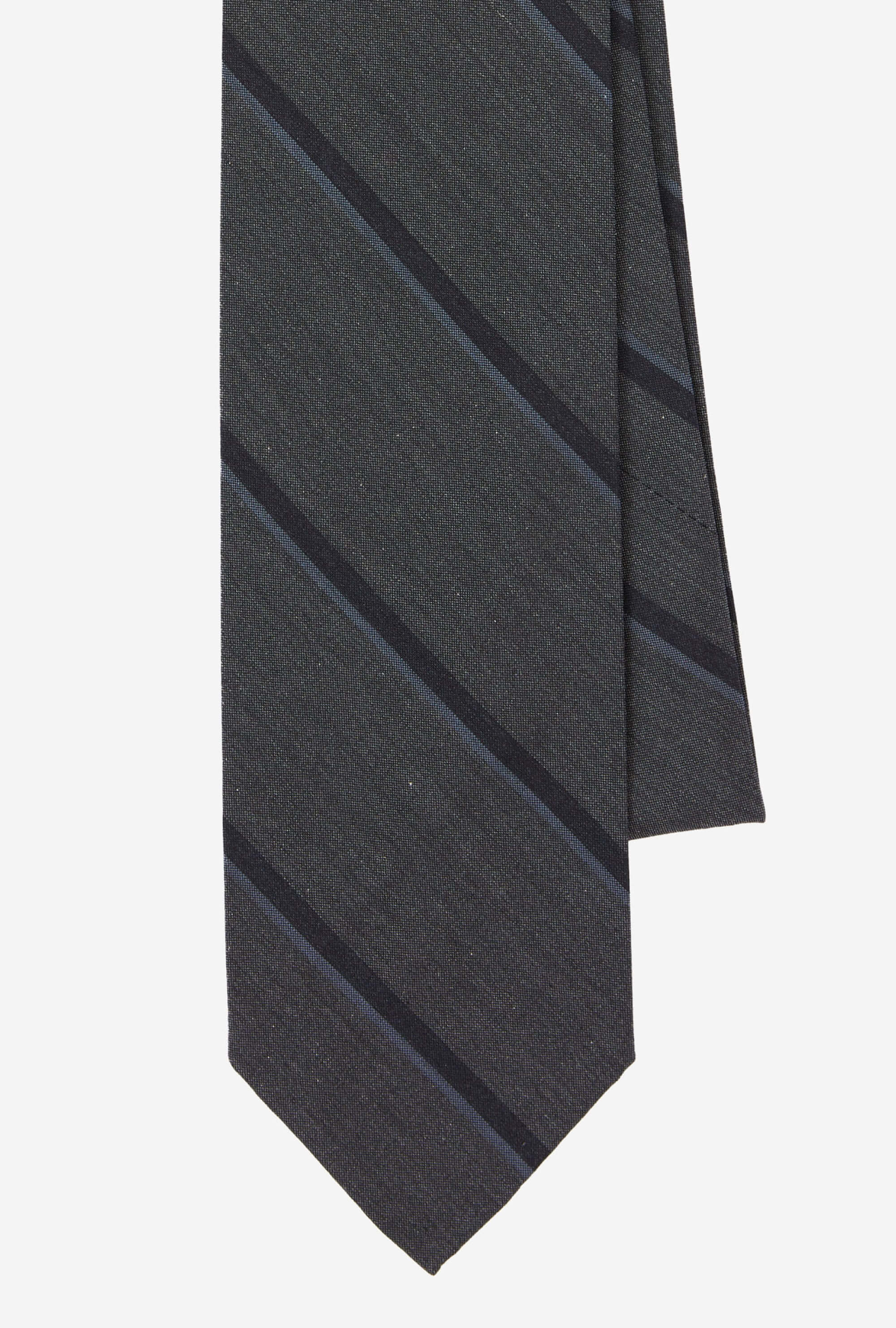 Dry Silk Tie Grey Navy Blue Stripe