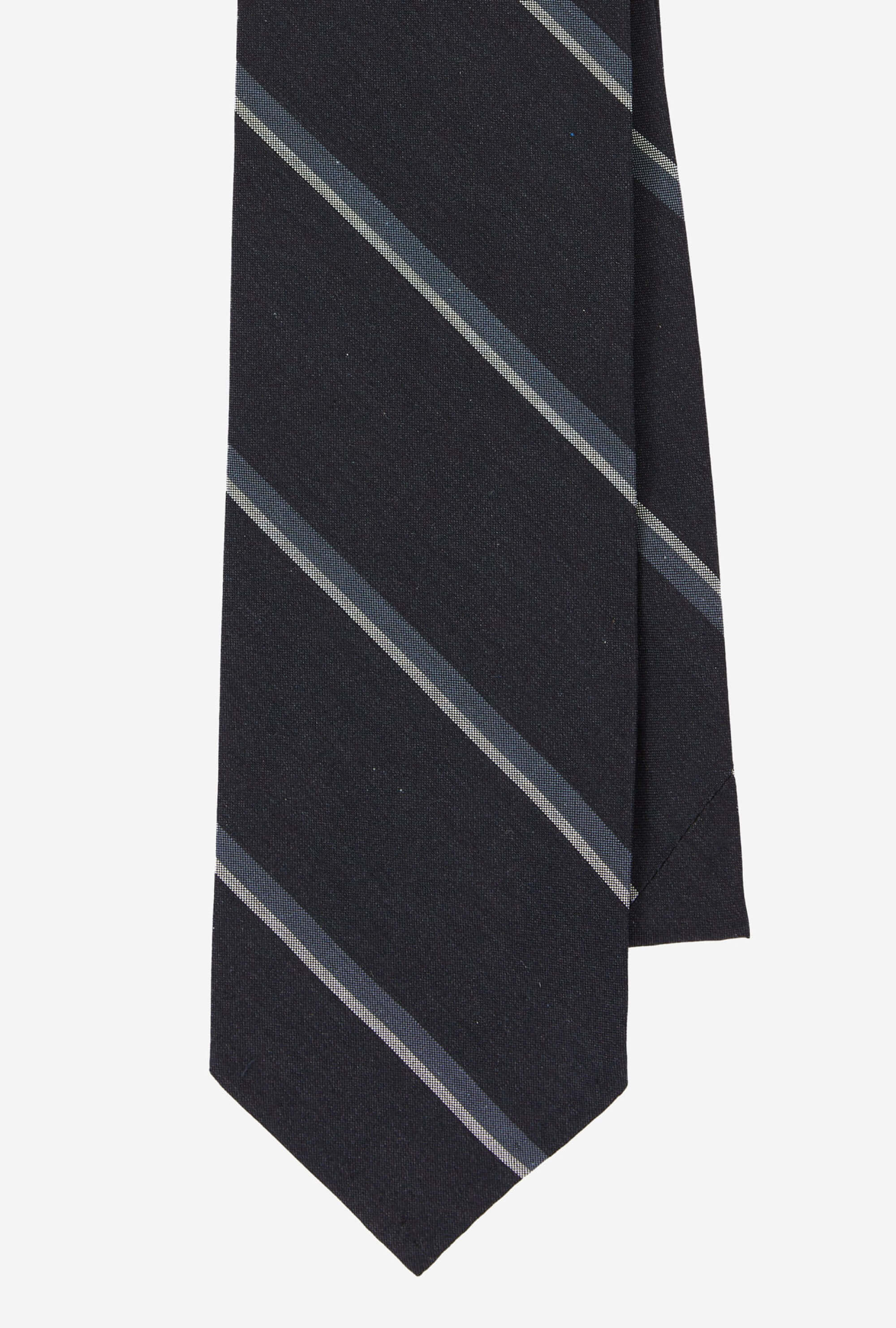 Dry Silk Tie Navy Steel Blue Stripe