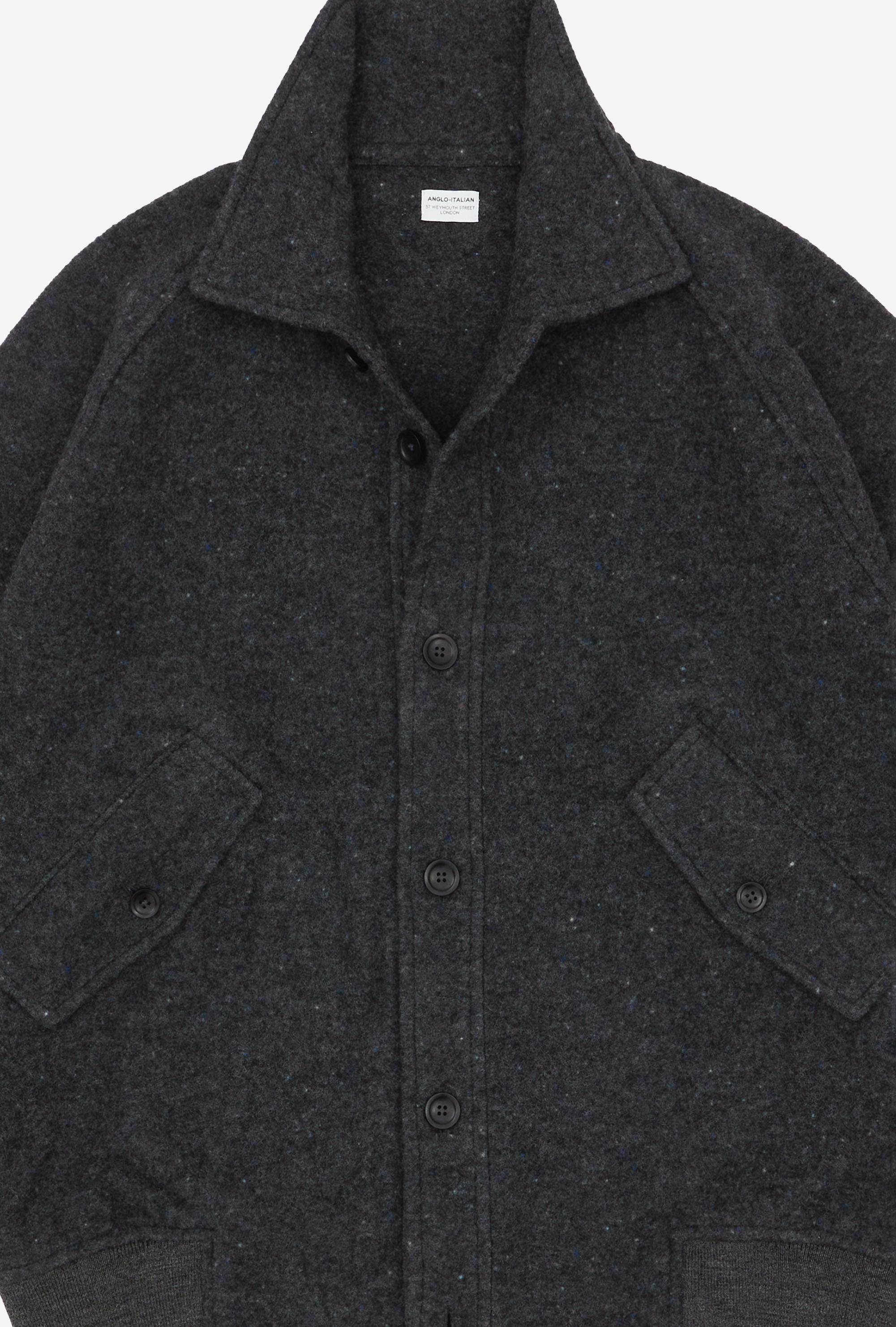 Knitted Bomber Wool Donegal Charcoal