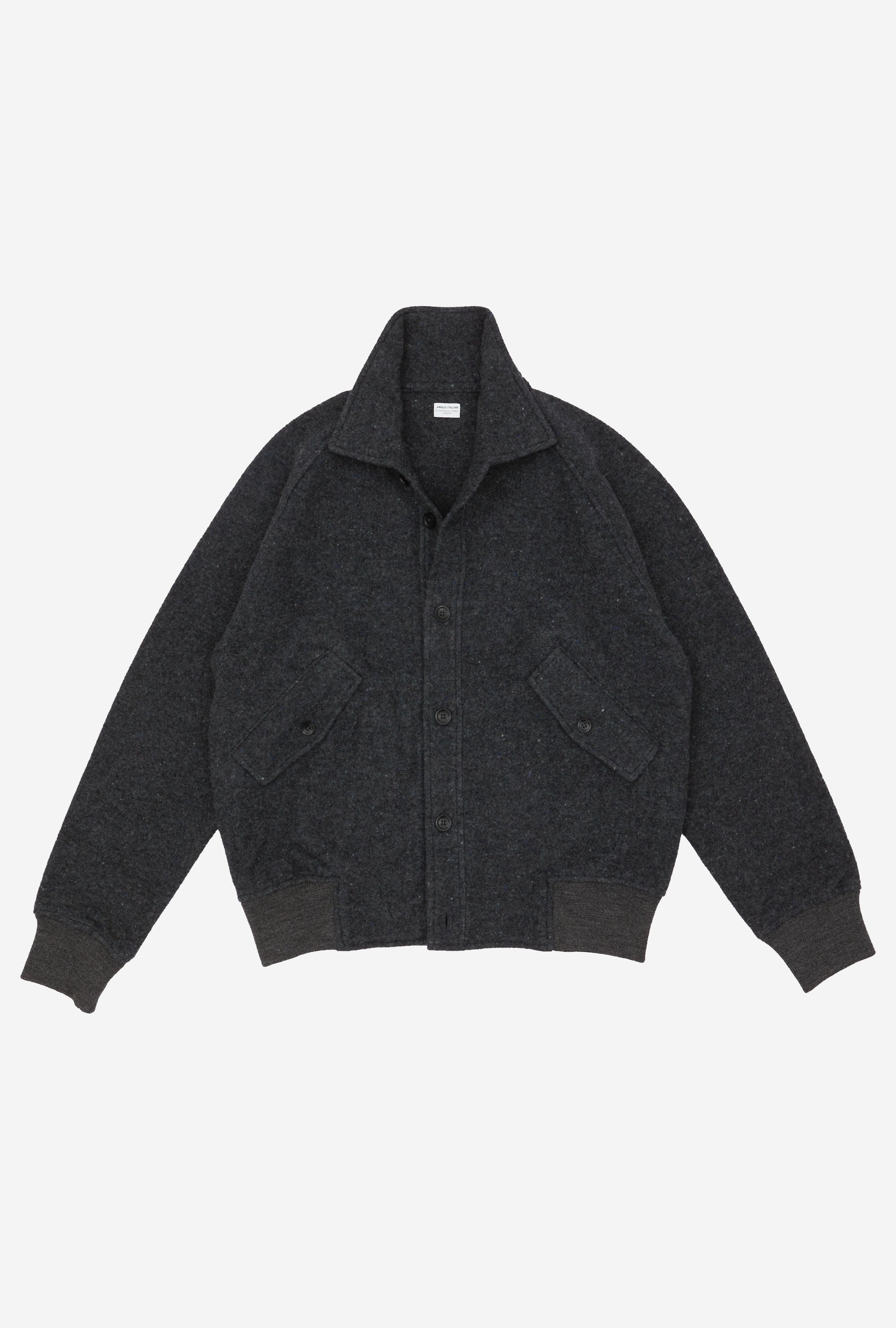 Knitted Bomber Wool Donegal Charcoal