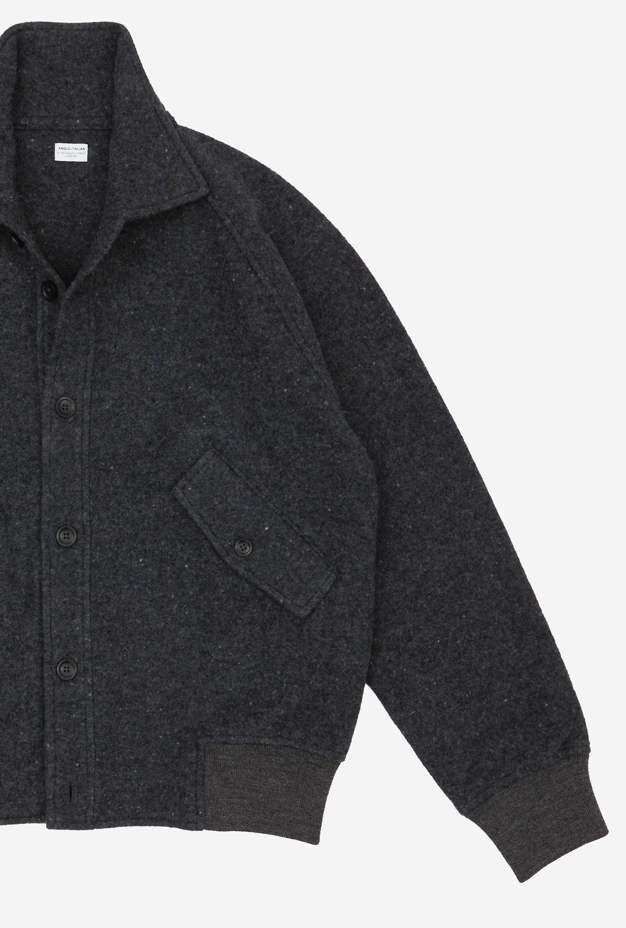 Knitted Bomber Wool Donegal Charcoal