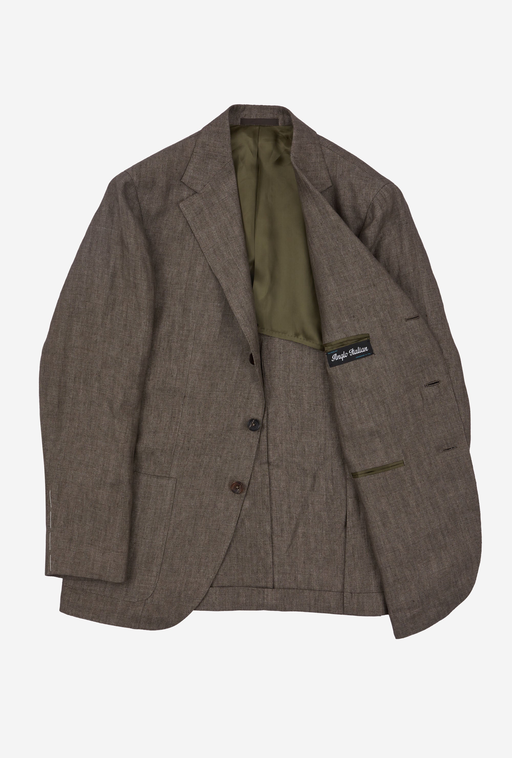 Sport Jacket Single Breasted Brown Herringbone Linen