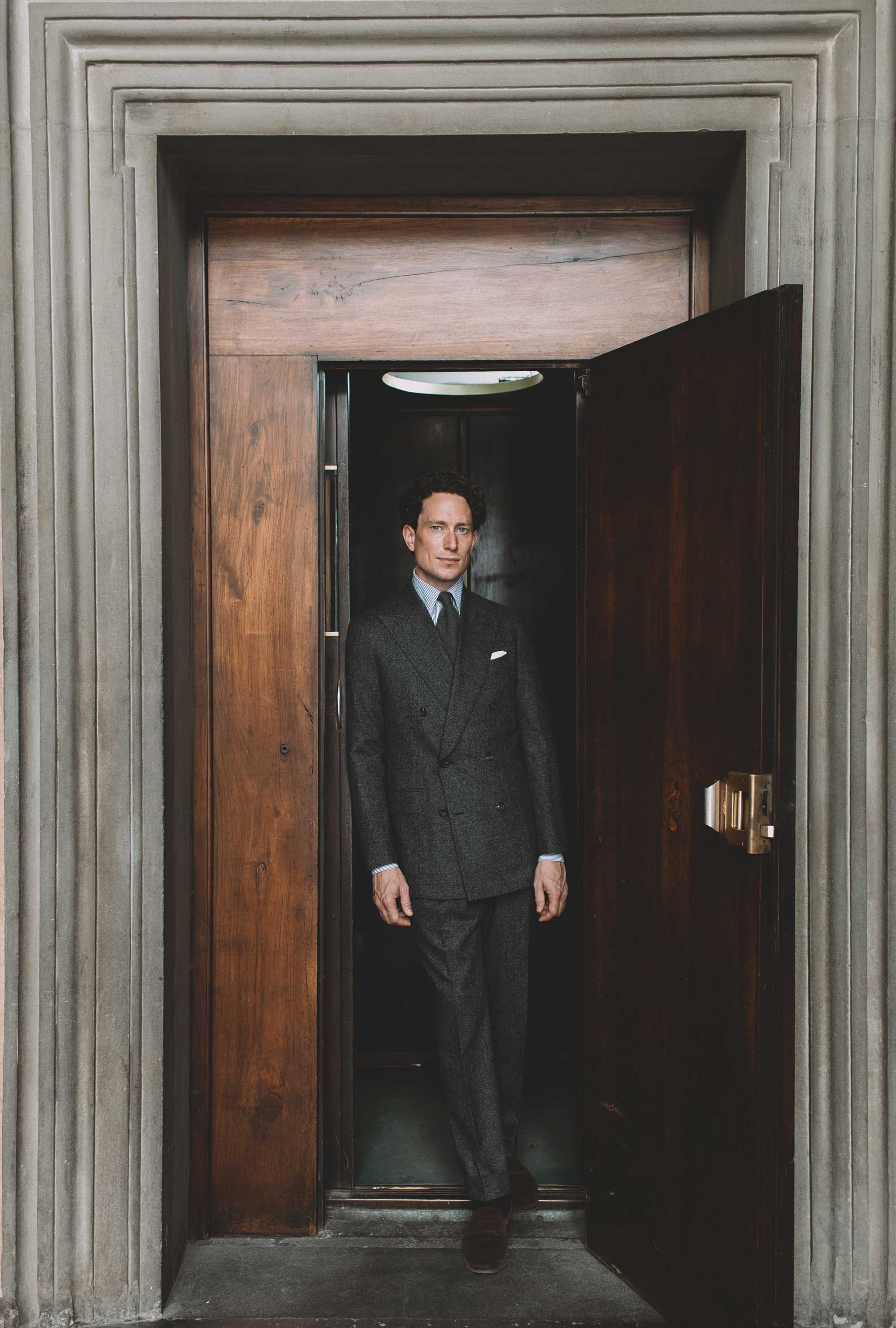 Suit Double Breasted Charcoal Nailhead Flannel