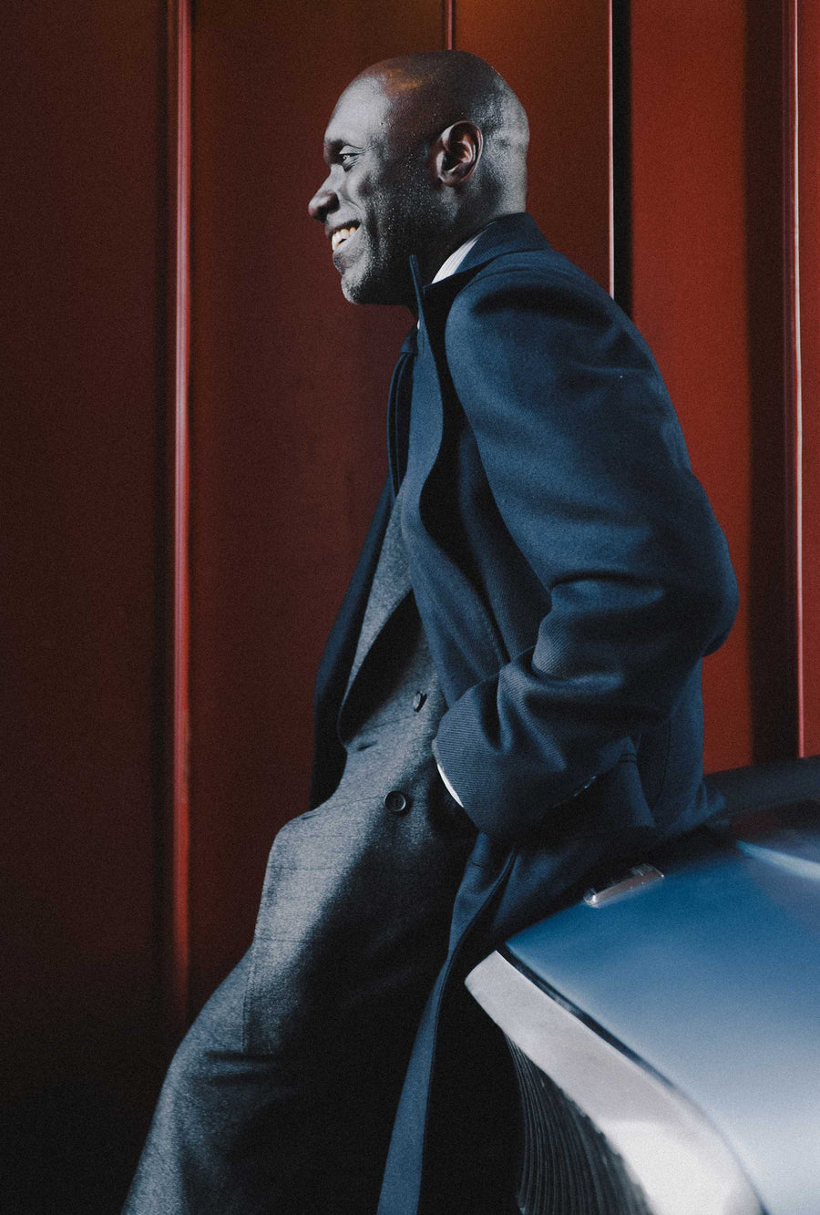 Double Breasted Overcoat Peak Lapel Navy