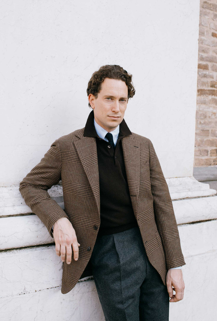 Sport Jacket Wool Brown Glen Plaid Green Overcheck