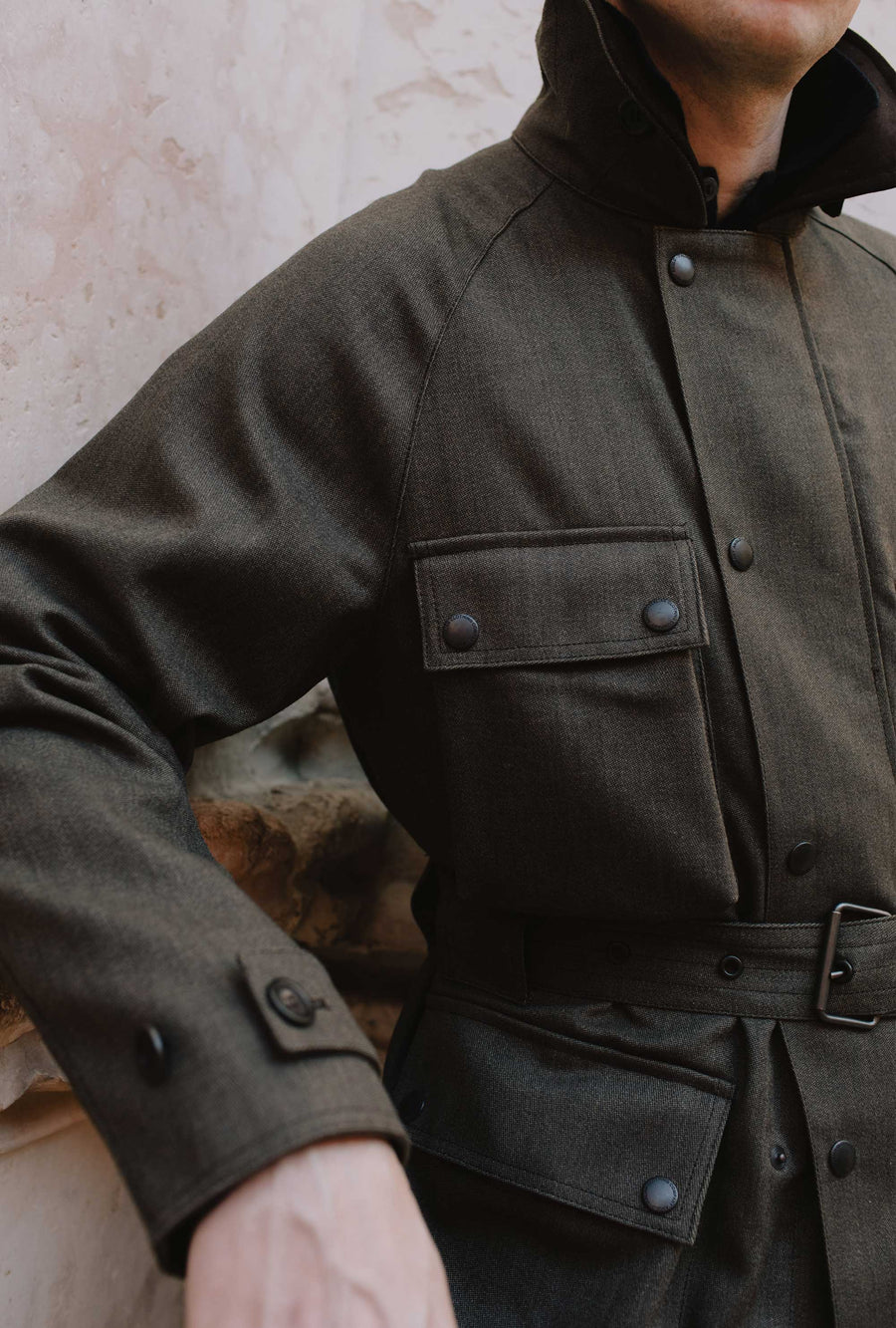 Moto Jacket Oiled Cavalry Twill Taupe