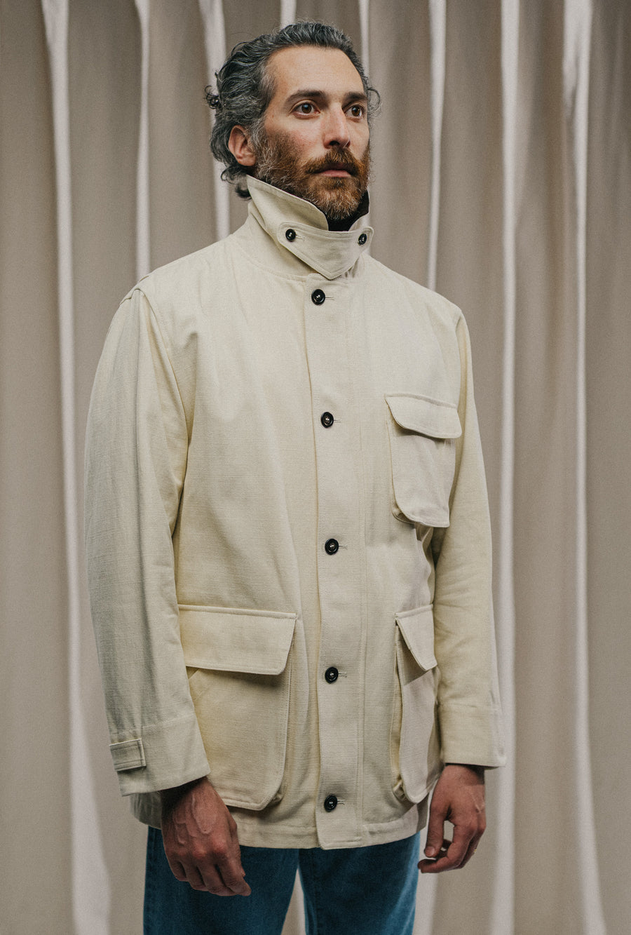 Barn Jacket Unlined Cotton Canvas Ecru
