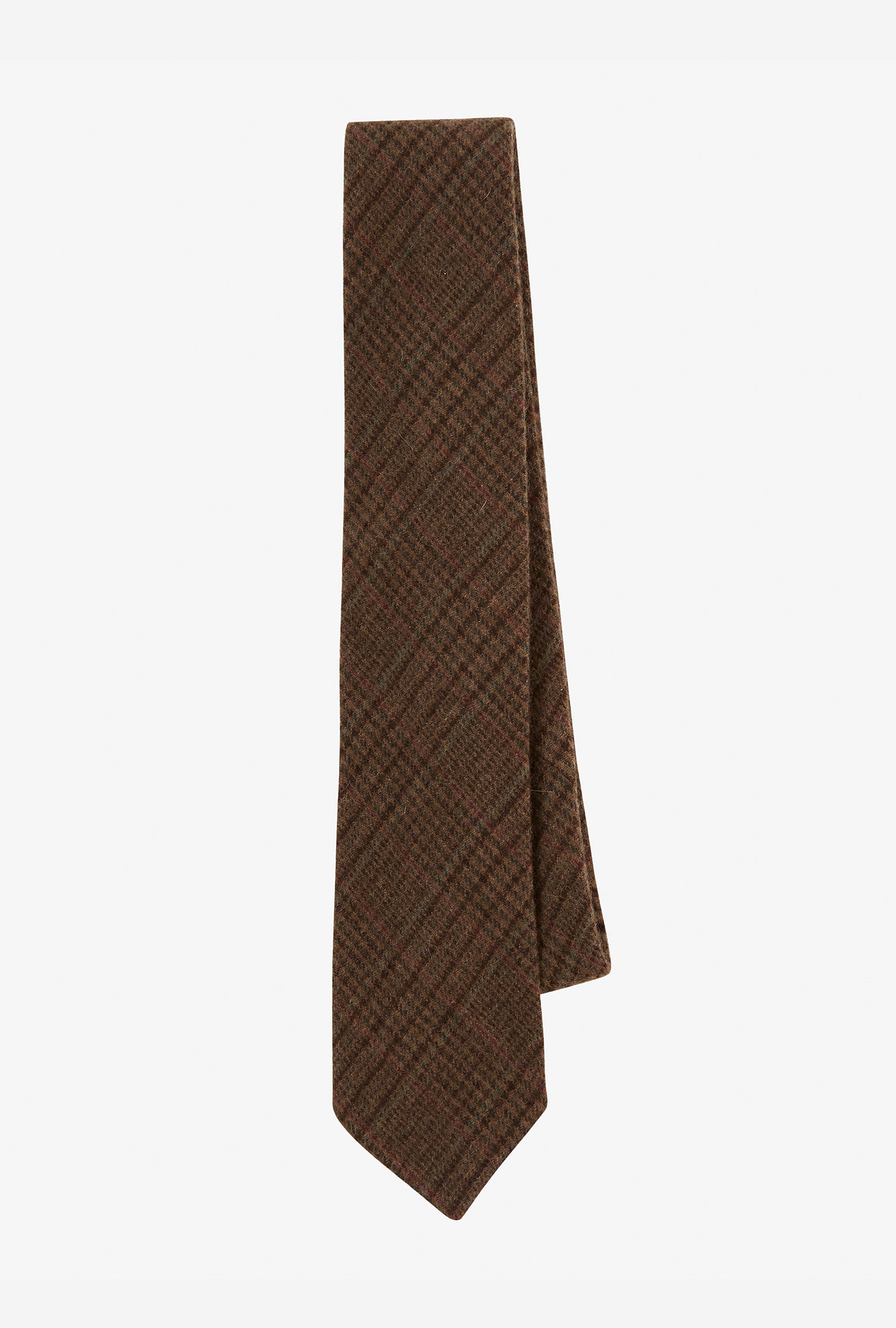 Cashmere Tie Brown Glen Plaid Burgundy Seafoam Overcheck