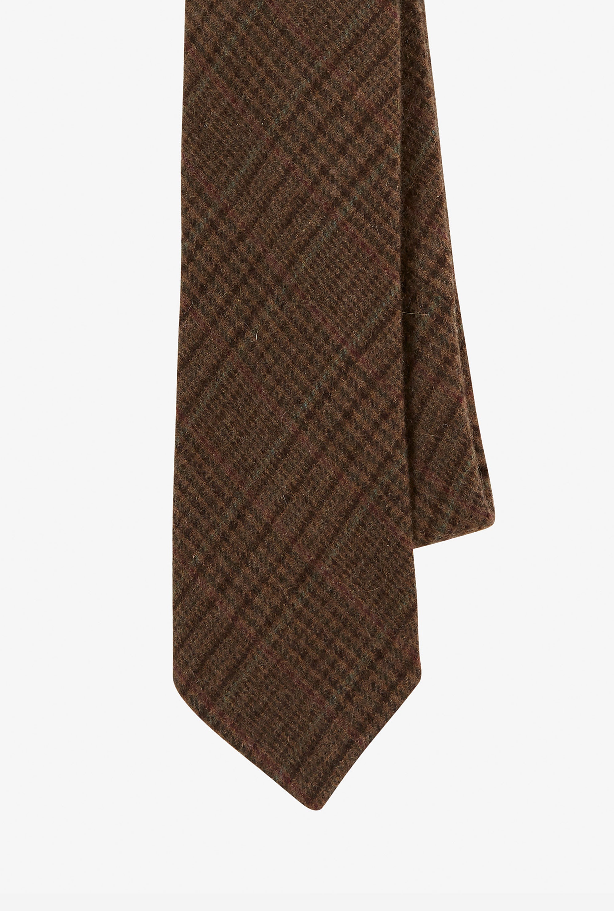 Cashmere Tie Brown Glen Plaid Burgundy Seafoam Overcheck