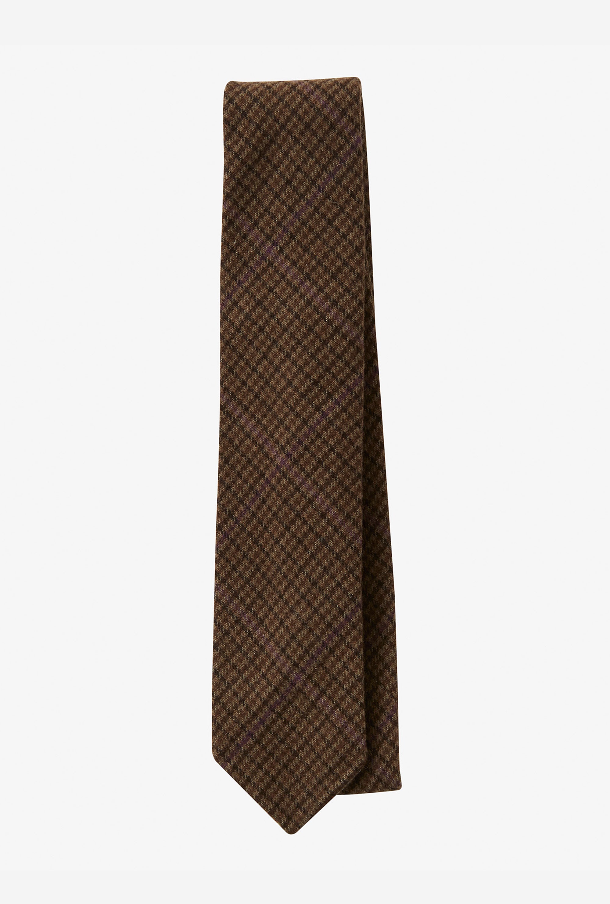 Cashmere Tie Brown Microcheck Purple Overcheck