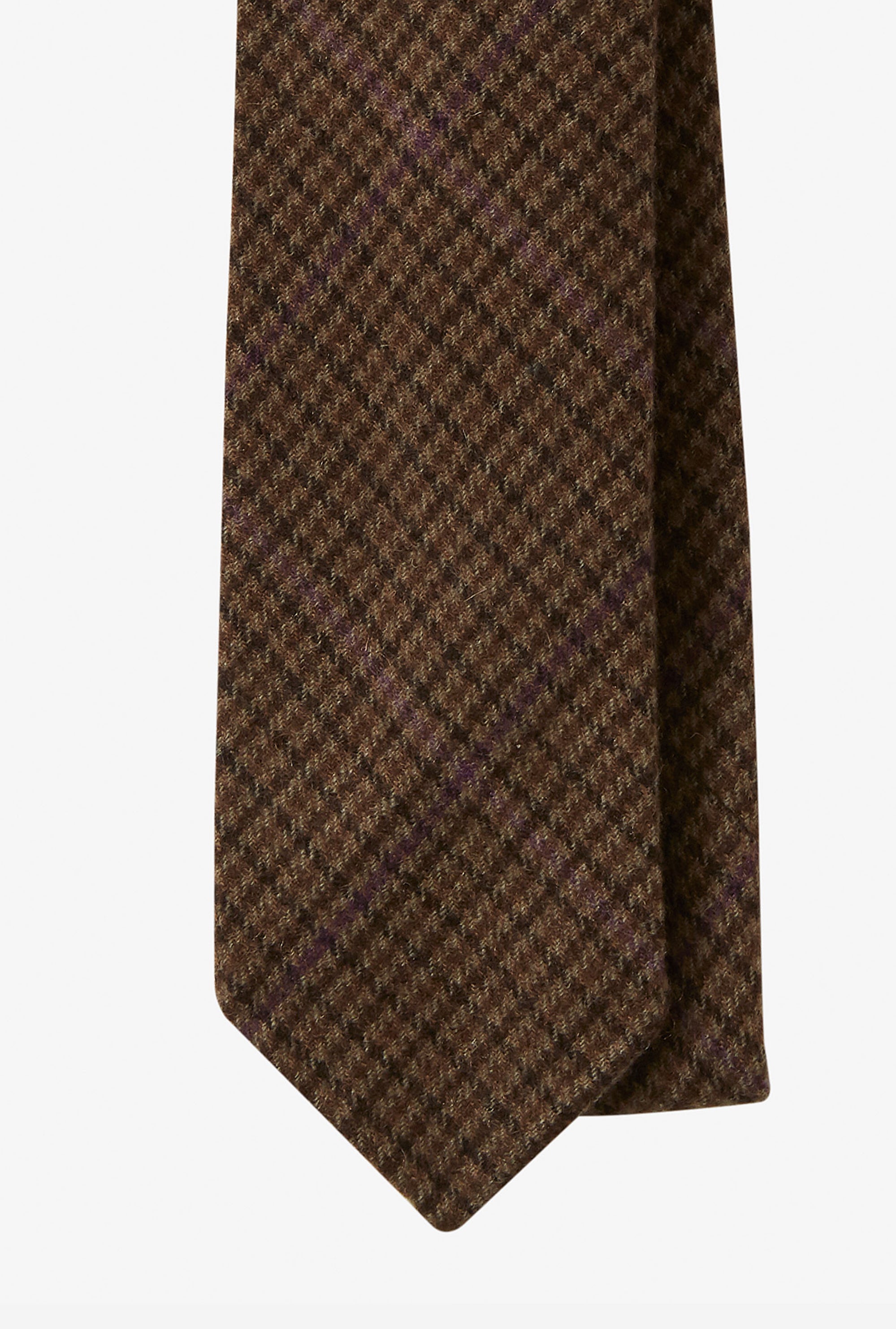 Cashmere Tie Brown Microcheck Purple Overcheck