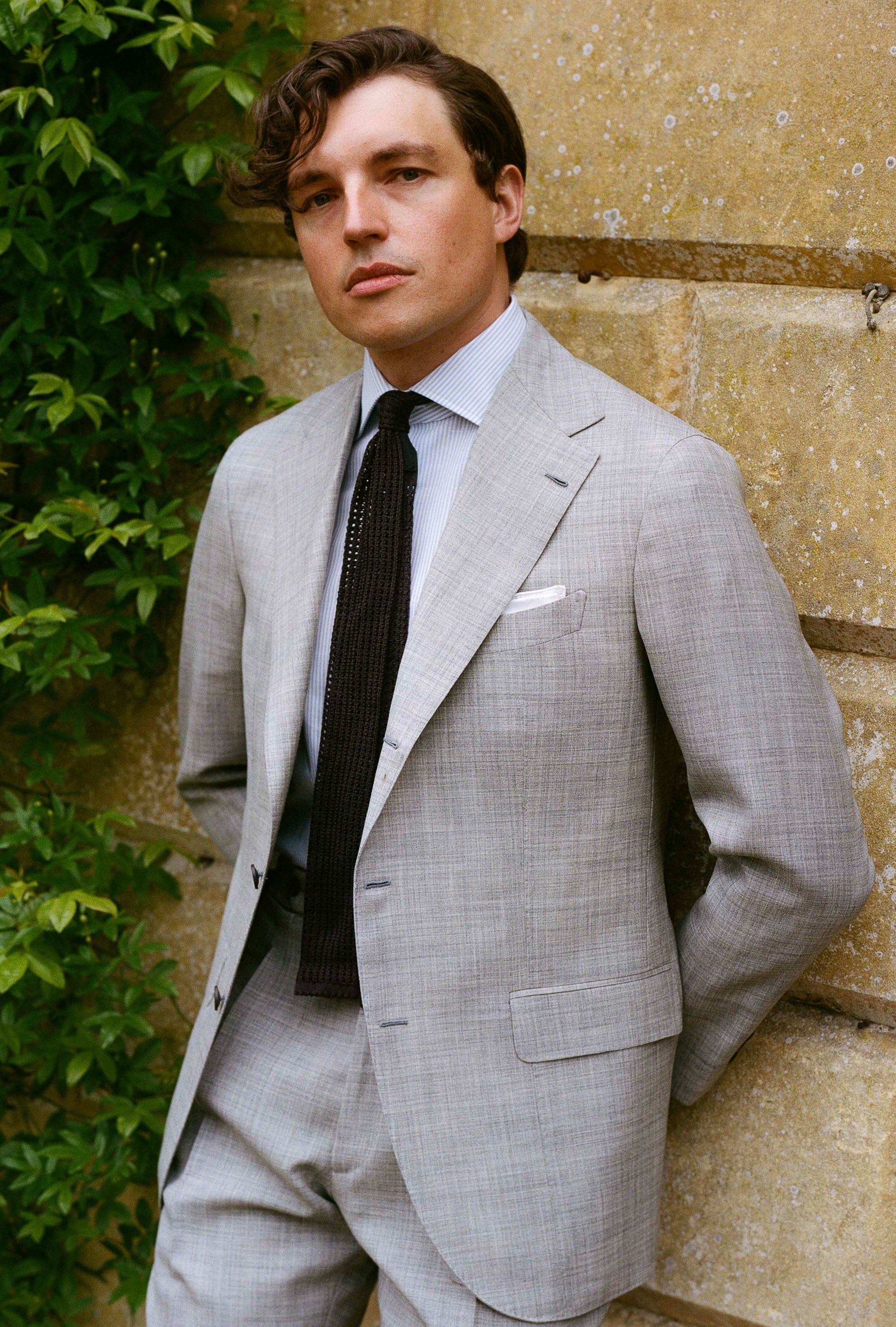 Suit Single Breasted Grey High-Twist Wool-Silk