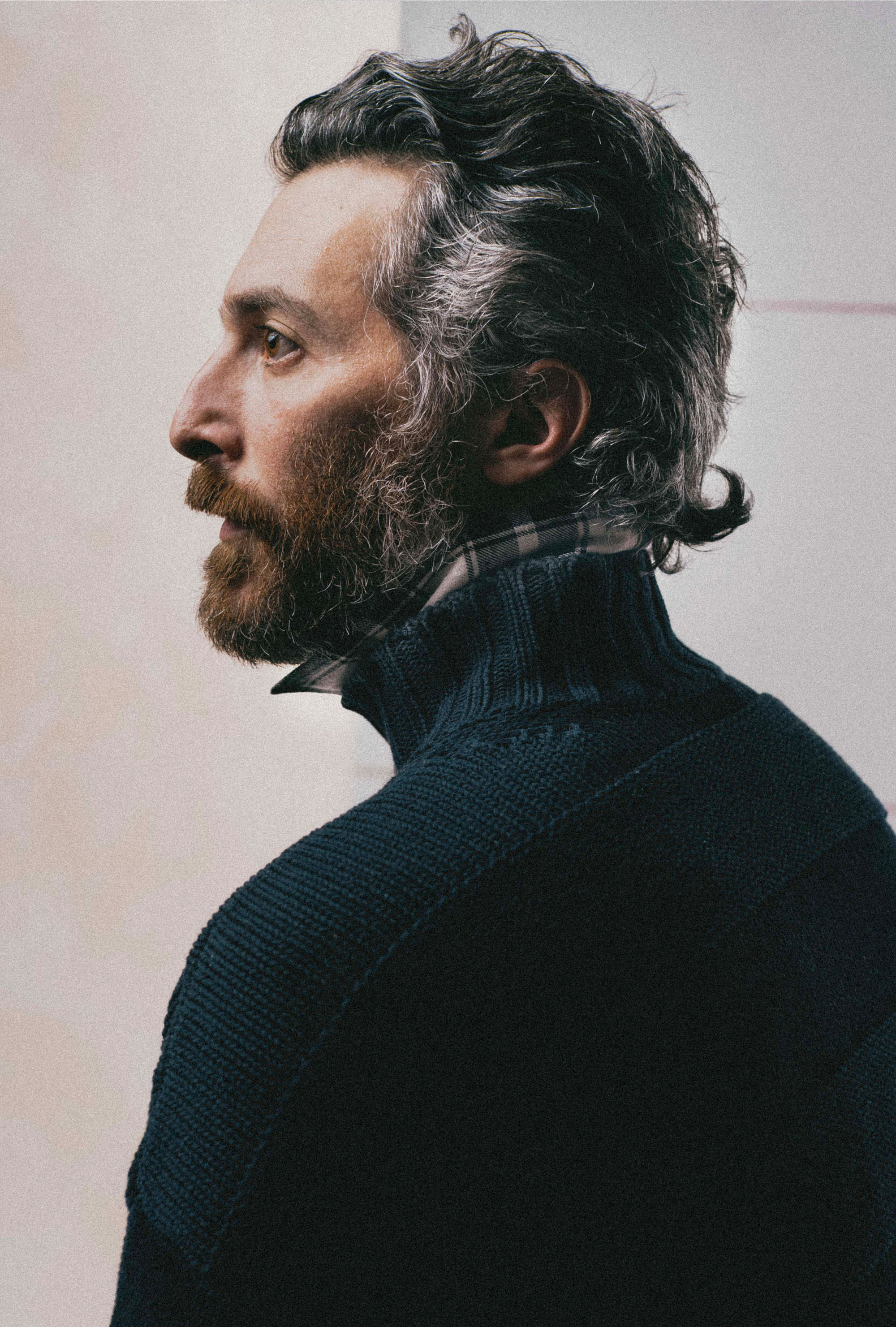 Mockneck Heavy Cotton Navy Stripe