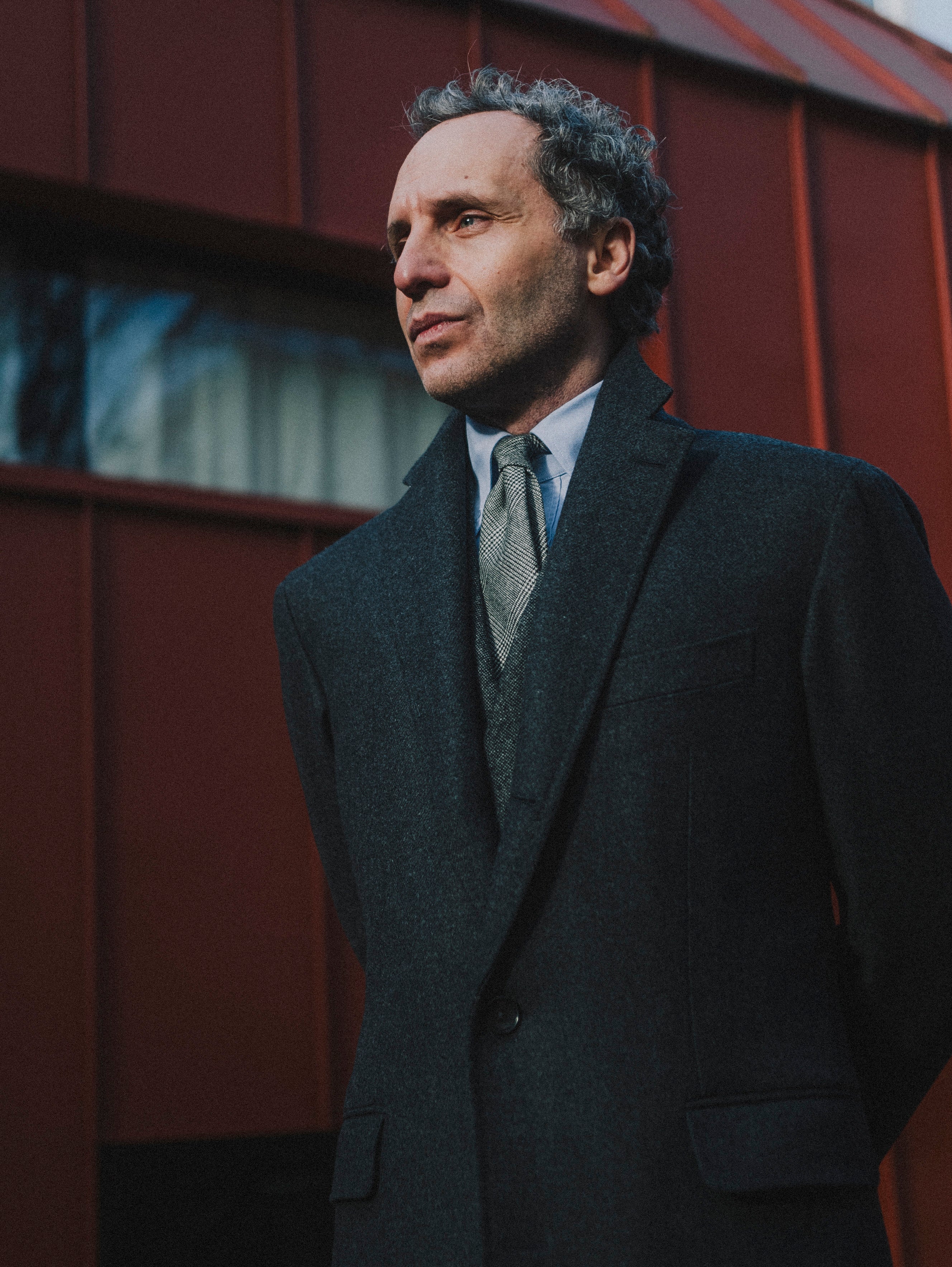 Single Breasted Overcoat Notch Lapel Charcoal