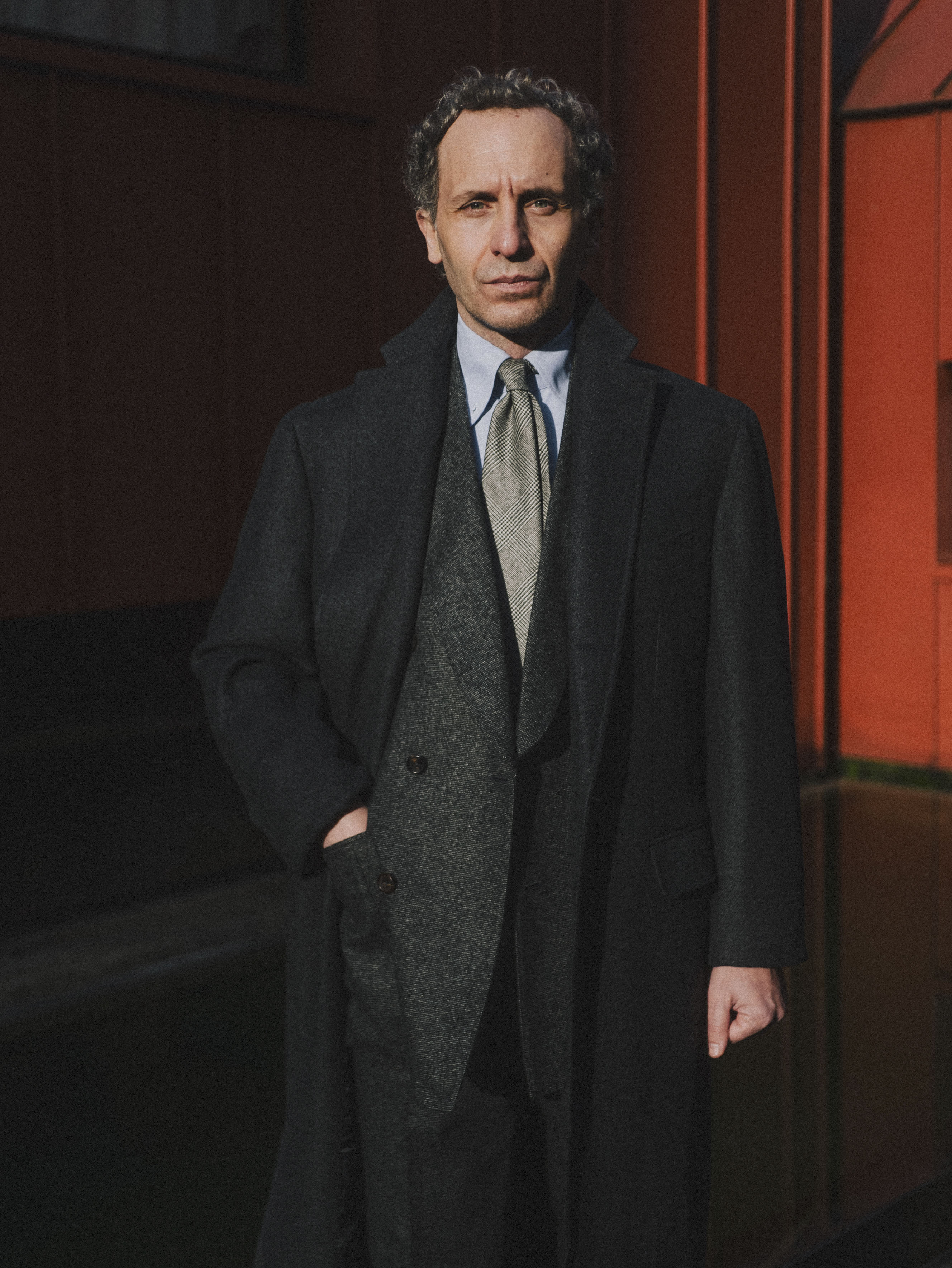 Single Breasted Overcoat Notch Lapel Charcoal