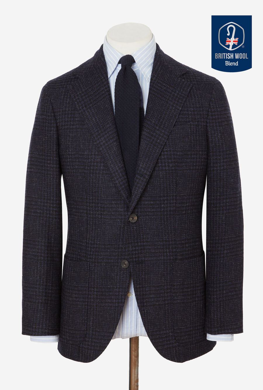 Sport Jacket Wool Tweed Navy Glen Plaid