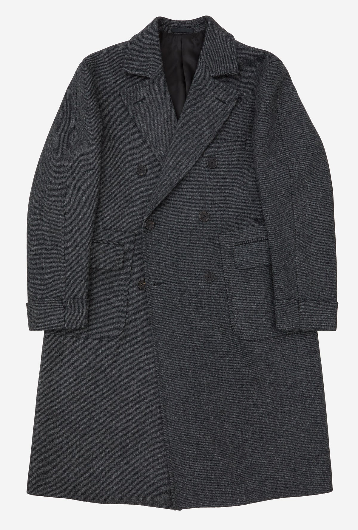 Double Breasted Martingala Coat Charcoal Melange